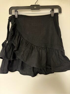 Girls' Black Ruffle Wrap Skirt